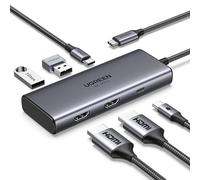 UGREEN Revodok 206 Hub USB C Dual HDMI 4K60Hz 8K30Hz Extension 2 Écrans PD 100W Charge Multiports USB 5Gbps 6 en 1 Docking Station Compatible avec MacBook Pro Air Surface 10 Envy x360 ThinkPad X1