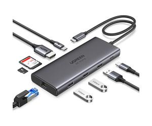 UGREEN Revodok Pro 109 10Gbps Hub USB C HDMI 4K 60Hz Ethernet Gigabit Lecteur de Carte SD TF PD 100W 3A1C Data Ports 9 en 1 Dock Station Compatible avec MacBook XPS iPad Air iPhone 17 Pro Max
