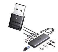 UGREEN Revodok Pro 210 Hub USB C et Dongle Bluetooth 6.0 Clé USB Bluetooth pour PC Plug et Play Hub USB C 10 en 1 Docking Station Double Affichage