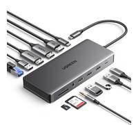 UGREEN Revodok Pro 313 Docking Station Dual HDMI DisplayPort Triple Affichage 4K60Hz 13 en 1 Hub USB C avec Multi Data Ports 10Gbps PD 100W Adapatetru Ethernet 3.5mm Audio Lecteur de Carte SD TF