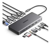 UGREEN Revodok Pro 313 Docking Station Dual HDMI DisplayPort Triple Affichage 4K60Hz 13 en 1 Hub USB C avec Multi Data Ports 10Gbps PD 100W Adapatetru Ethernet 3.5mm Audio Lecteur de Carte SD TF