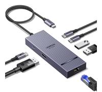 UGREEN Revodok Pro Hub USB C DisplayPort 4K 60Hz Adaptateur Ethernet Gigabit Multi USB Ports 10Gbps PD 100W 7 en 1 Docking Station DP Compatible avec MacBook iPad Air Mac Mini M4 iPhone 17 Pro Max