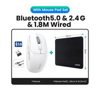 UGREEN-Souris de jeu sans fil aste,5000 ug I,Bluetooth 5.0,2.4G,souris filaire,6 boutons pour MacPle,tablette,ordinateur portable,médication - Type White with Mouse Pad
