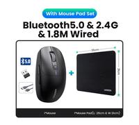 UGREEN-Souris de jeu sans fil aste,5000 ug I,Bluetooth 5.0,2.4G,souris filaire,6 boutons pour MacPle,tablette,ordinateur portable,médication - Type Black with Mouse Pad