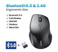UGREEN-Souris sans fil ergonomique,Bluetooth 5.0,4000 ug I,6 boutons muets,MacPle,ordinateur,tablette,ordinateur portable,PC,2.4G - Type Black