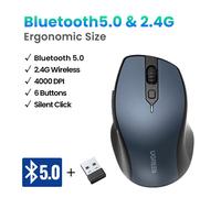 UGREEN-Souris sans fil ergonomique,Bluetooth 5.0,4000 ug I,6 boutons muets,MacPle,ordinateur,tablette,ordinateur portable,PC,2.4G - Type Blue