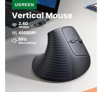 UGREEN souris sans fil verticale 2.4G ergonomique 4000DPI 6 boutons muets pour MacBook tablette ordinateurs portables ordinateur PC souris noir rose 2.4G Black