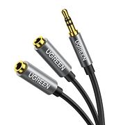 cable ugreen 3,5 mm repartiteur casque mini jack aux 20cm (2 x sortie audio) argent (10532) Argent G