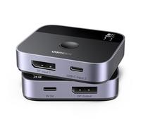 UGREEN Switch DisplayPort USB C 8K60Hz 2 Entrées 1 Sortie DP 1.4 Commutateur USB C DisplayPort Supporte 3D HDR10+ HDCP2.3 Haute Résolution Compatible avec PC, PS5/4, Xbox One X/Series, Steam Deck