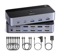 UGREEN Switch HDMI KVM 2 Entrées 2 Sorties 8K 60Hz Double Affichage Commutateur KVM avec 4 Ports USB 3A1C 5Gbps pour Clavier Souris Disque Dur Contrôleur de Bureau Câbles HDMI 2.1 Inclus