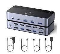 UGREEN Switch KVM DisplayPort 2 Entrées 2 Sorties 8K 60Hz 4K 240Hz Double Affichage Commutateur KVM avec 4 Ports USB 3A1C 5Gbps pour Clavier Souris Disque Dur Contrôleur de Bureau Câbles USB Inclus