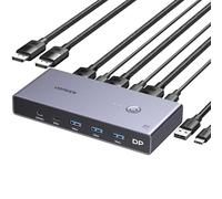 UGREEN Switch KVM Displayport 8K 60Hz 2 Entrées 1 Sortie Commutateur KVM DP 1.4 4K 240Hz USB C 3 USB A pour Clavier Souris Disque Dur Imprimante Moniteur avec Contrôleur de Bureau 2 Câbles DP 1M