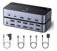 UGREEN Switch KVM DisplayPort 8K 60Hz 4K 240Hz, 2 Entrées/Sorties, 4 Ports USB 3.0 pour Clavier/Souris.