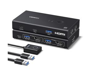 UGREEN Switch KVM HDMI 2 Entrées 1 Sorties 4K 60Hz pour 2 Affichage