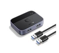 UGREEN Switch USB 3.0 5Gbps Commutateur KVM Ports pour 2 PC Entrées 2 Sorties Aluminium pour Clavier Souris Disque Dur Externe Imprimante Scanner Câbles Inclus
