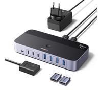 UGREEN Switch USB 5Gbps KVM Commutateur 2 PC Entrées Partagent 7 Sorties Périphériques USB pour Clavier Souris Disque Dur Imprimante Scanner Microphone avec 2 Adaptateurs USBC et Secteur DC 12V 2A