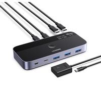 UGREEN Switch USB C 3.2 10Gbps Commutateur pour 2 PC Entrées 4 Sorties Synchronisation de Fichiers pour Clavier Souris avec Contrôleur du Bureau et Câbles Inclus