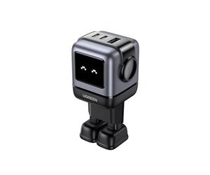 UGREEN Uno 65W 3 Ports Chargeur USB C Rapide GaNFast en Forme de Robot Mignon Compatible avec iPhone 17 Pro Max Air 16 15 14 13 Pixel Galaxy PSS 45W 25W S25 S24 S23 iPad MacBook Pro Air (Noir)