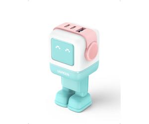 Ugreen Uno RG 65W 3-Port GaN Fast Charger pink blue Ordinateur portable, Téléphone portable, Ordinateur portable, Tablette, téléphone Bleu Secteur Charge rapide Intérieure
