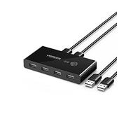 UGREEN USB 2.0 Switch Ports pour 2 PC Entrées 4 Sorties Commutateur pour Clavier Souris Disque Dur Externe Imprimante Scanner Câbles Inclus