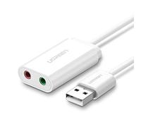 UGREEN USB-A to 3.5mm External Stereo Sound Adapter White 15cm