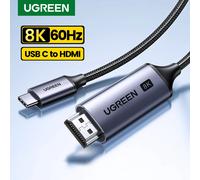UGREEN USB C vers 4K 8K câble compatible HDMI 8K/60Hz 4K/120Hz pour MacBook Pro iMac iPad Pro pour Samsung Galaxy USB C vers HDMI 2.1 Metal Grey 4K