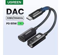 UGREEN USB carte son Type C à 3.5mm AUX câble adaptateur convertisseur d'écouteurs DAC puce PD QC charge carte son pour casque Upgrade DAC Black
