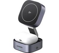 Ugreen W702 Chargeur inductif 3W1 avec port Magsafe / Qi2 & Usb-C pour téléphone / oreillette - Noir