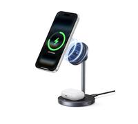 UGREEN Zapix 2 en 1 Chargeur Induction iPhone Magsafe Qi2 15W Certifié | Compatible avec iPhone 17 16 15 14 13 12 Air Plus Pro Max, AirPods 4 3 Pro 3 2 1, Support Station de Charge Rapide sans Fil