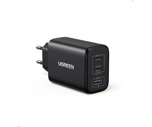 UGREEN Zapix 65W Chargeur USB C Rapide 3 Ports GaN Tech (Noir) | Compatible avec iPhone 17 Pro Max Air 16 15 14 13 12 11 iPad MacBook Neo Air Pro Galaxy S26 S25 S24 S23 A15 Pixel 10 9 8 XPS