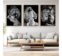 UGZDEA Images sur toile Lion, noir et blanc poster lion et lionne peintures d'animaux, moderne décoration de la maison - Sans cadre(D,3x20x30cm)