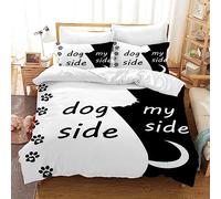 UGZDEA Parure de lit 3 pièces 220x240cm- Motif Chien et Mon côté - avec Housse de Couette et taie d'oreiller - Décoration de Chambre à coucherr (King(220x240cm), A)