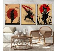 UGZDEA Photos sur toile de samouraï japonais, japonais Bushido Art Portrait Poster Moderne Salon Chambre Décoration Poster Peinture No Framed(A,3x80x120cm)