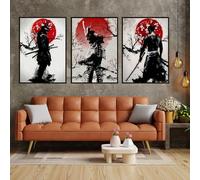 UGZDEA Photos sur toile de samouraï japonais, japonais Bushido Art Portrait Poster Moderne Salon Chambre Décoration Poster Peinture No Framed(E,3x60x90cm)