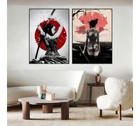 UGZDEA Photos sur toile de samouraï japonais, japonais Bushido Art Portrait Poster Moderne Salon Chambre Décoration Poster Peinture No Framed(D,2x40x60cm)