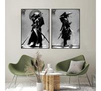 UGZDEA Photos sur toile de samouraï japonais, japonais Bushido Art Portrait Poster Moderne Salon Chambre Décoration Poster Peinture No Framed(C,2x80x120cm)