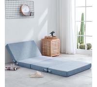 UGZPWQLNX Matelas Pliable en Mousse avec Housse Amovible Lin | Multicolore, plusieurs tailles, for la sieste au bureau, les invités, le sol, les voyages(Light Blue,100x200x5cm)