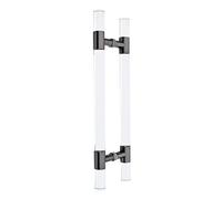 UGZPWQLNX Poignée de porte en verre à tube rond en acier ino Poignée acrylique Push Pull Double forme H avec raccords for porte de grange coulissante 60-150 cm paire(120cm/47.2in)