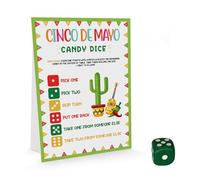 UHADRE Cinco de Mayo Candy Dice Game One Sign + One Dice, Roll The Dice Game, Cinco de Mayo pour adolescents et adultes, jeu de groupe Cinco de Mayo, jeux de fête mexicains - WYW04