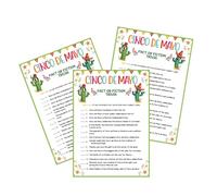 UHADRE Cinco de Mayo - Jeu de 30 cartes de jeu, jeu de questions factuelles ou fiction, jeu Cinco de Mayo pour adolescents et adultes, jeu de groupe Cinco de Mayo, jeux de fête mexicains - WYW01