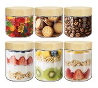 UHAPEER Bocaux de conservation 3 x 480 ml et 3 x 300 ml : verres Overnight Oats réutilisables, sans BPA, pour la préparation de repas et les aliments secs, anti-fuite - pour les voyageurs et les