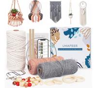 UHAPEER Kit de macramé à faire soi-même, kit de cordon en macramé pour débutants et adultes avec instructions, kit de suspension murale pour plantes pour décoration de maison