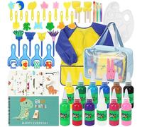 UHAPEER Peinture au Doigt pour Enfants, 77 Pièces Non Toxique kit de Peinture pour Enfants avec peintures acryliques, pinceaux, éponges, Tablier, Palette de Peinture et Sac de Voyage