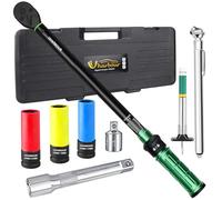 Uharbour Clés Dynamométriques Voiture 1/2", Torque Wrench 20-230 Nm, Set 8 Pièces avec Manomètre, Jauge de Profondeur de Profil, 3 Douilles, Adaptateur et Rallonge pour Voiture, Moto