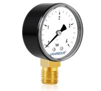 UHARBOUR Manomètre d'Eau 0-4 bar, Manomètre Air Comprimé 1/4", Support Inférieur, Raccord en Laiton 1/4 BSP