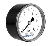 Uharbour Manomètre Eau 0-10 Bar, 1/4 Pouce - Fixation arrière pour air comprimé - Manomètre à air comprimé avec raccord laiton 1/4 BSP