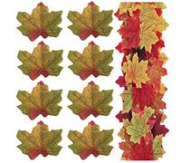 Uhat Lot de 100 feuilles d'érable d'automne artificielles colorées - Idéales pour décorer une table de mariage ou de jardin