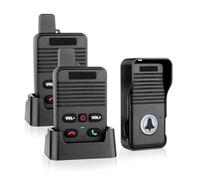 UHAXZ Sonnettes de porte, interphone duplex complet longue portée sans fil | Sonnette sans fil bidirectionnelle étanche, 4 portes et 8 niveaux de volume pour salle de classe, noir, 2 récepteurs