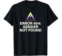UHBGd68uu Error 404 Gender Not Found Agender Non Binary Pride T-Shirt Black L