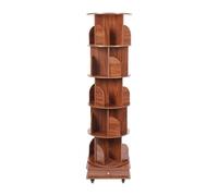 UHDUIG Bibliothèque ronde rotative à 5 niveaux à 360° avec roulettes - Peut contenir 200 à 250 livres - Étagère de rangement pour enfants et adultes - 46 x 173 cm (couleur noyer)